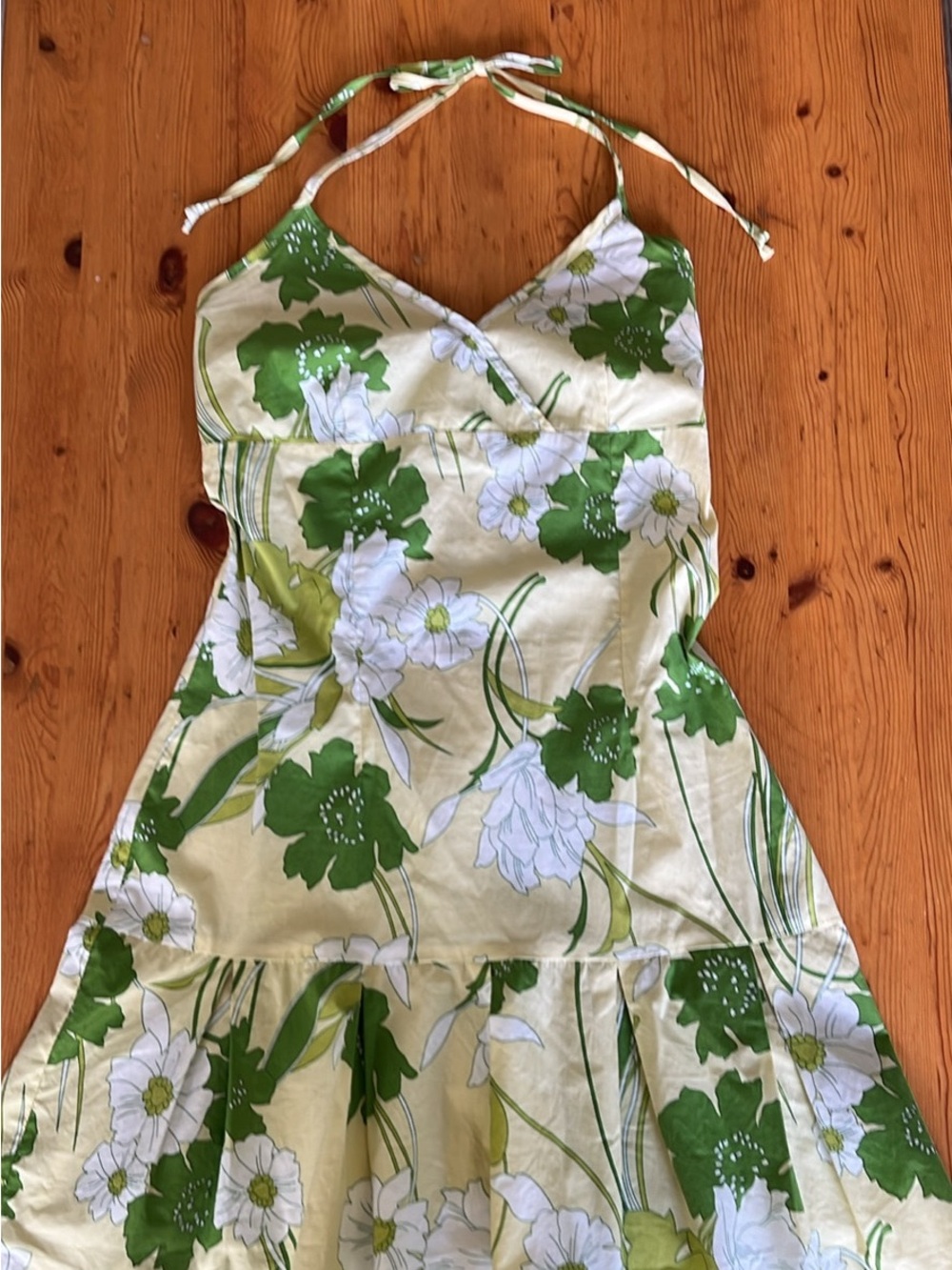 Simons Green and Yellow Floral Halter Midi Dress